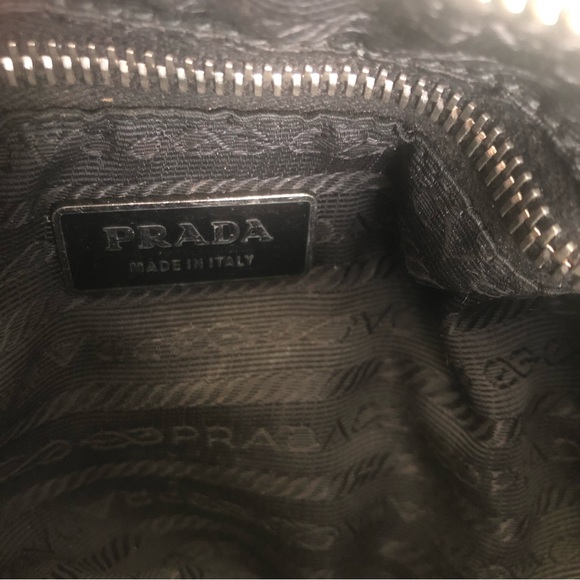 Prada Black Suede Shoulder Purse with Chrome Chain - Picture 9 of 13